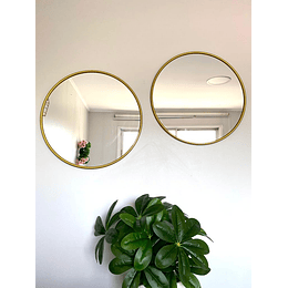 Set de 2 espejos redondos dorados 50 cm diámetro