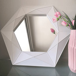 Espejo hexágono blanco 55 cm diámetro