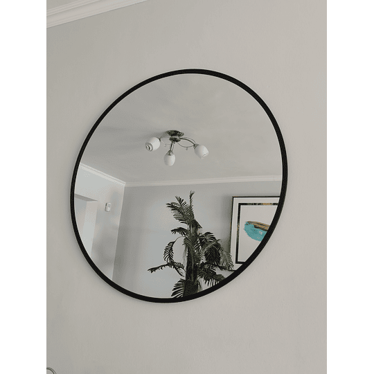 Espejo Metálico Atenea negro 80 cm diámetro
