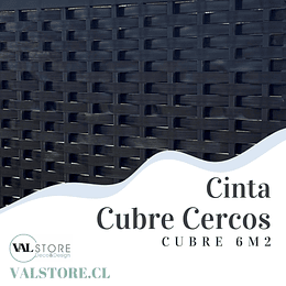 Cinta Plástica Negro Cubre Cercos 6 M2