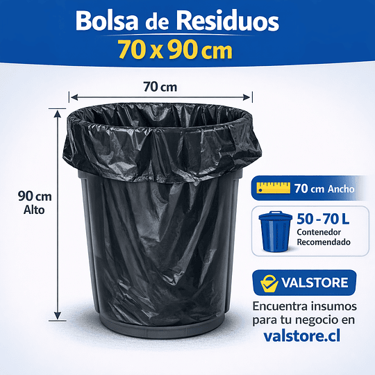 Bolsa de Residuos Negra 70x90 cm – 20 Micras | Master 70 Pack (700 Bolsas)