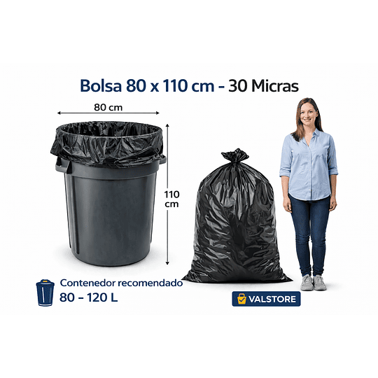 Bolsa de Residuos Negra 80×110 cm – 30 Micras | Master 50 Pack (500 Bolsas)