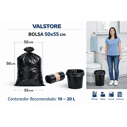 Bolsa Basura Negra 50x55 cm – 18 Micras ﻿| Master 120 Pack (1.200 Bolsas)