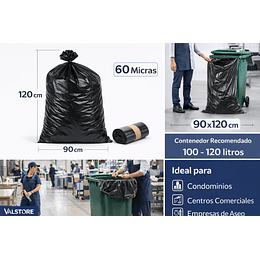 Bolsa Basura Negra 90x120 60 Micras | Saco Master