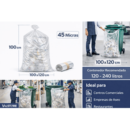 Bolsa Basura 100x120 Transparente 45 Micras | Saco Master