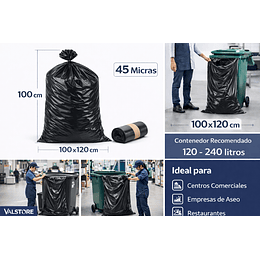 Bolsa Basura 100x120 Negra 45 Micras | Saco Master