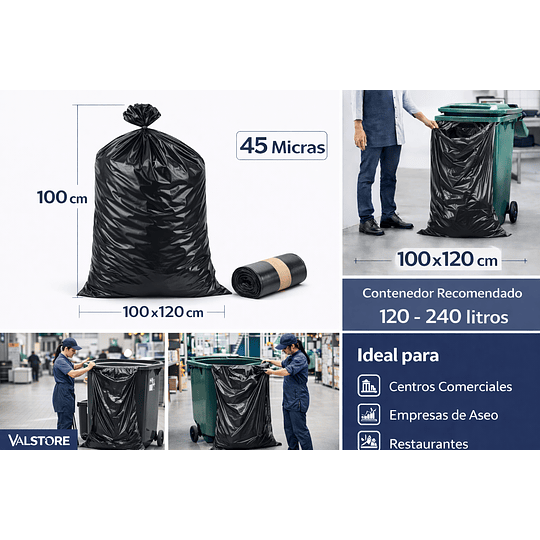 Bolsa Basura 100x120 Negra 45 Micras | Saco Master