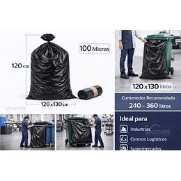 Bolsa Basura 120x130 Negra 100 Micras | Saco Master