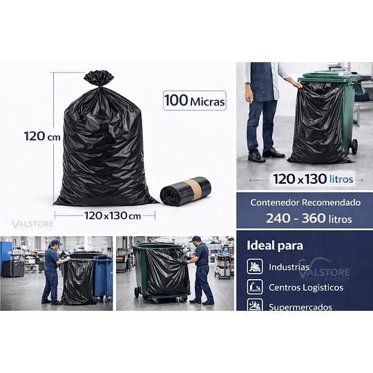 Bolsa Basura 120x130 Negra 100 Micras | Saco Master