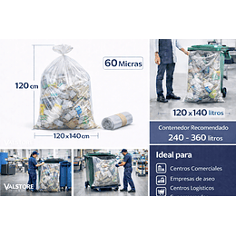 Bolsa Basura 120x140 Transparente 60 Micras | Saco Master