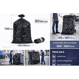 Bolsa Basura 140x160 Negra 80 Micras | Saco Master