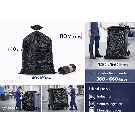Bolsa Basura 140x160 Negra 80 Micras | Saco Master