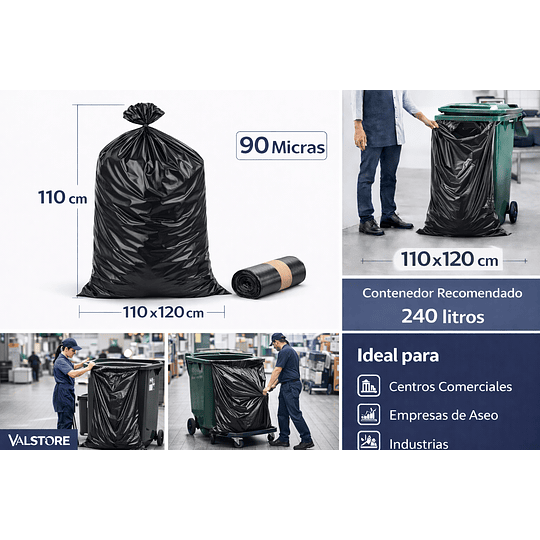 Bolsa Basura 110x120 Negra 90 Micras | Saco Master