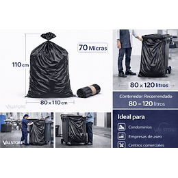Bolsa Basura Negra 80x110 70 Micras | Pack 5 Unidades | Saco Master