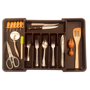 Organizador de Cubiertos de Cocina Extensible y Extraible Negro