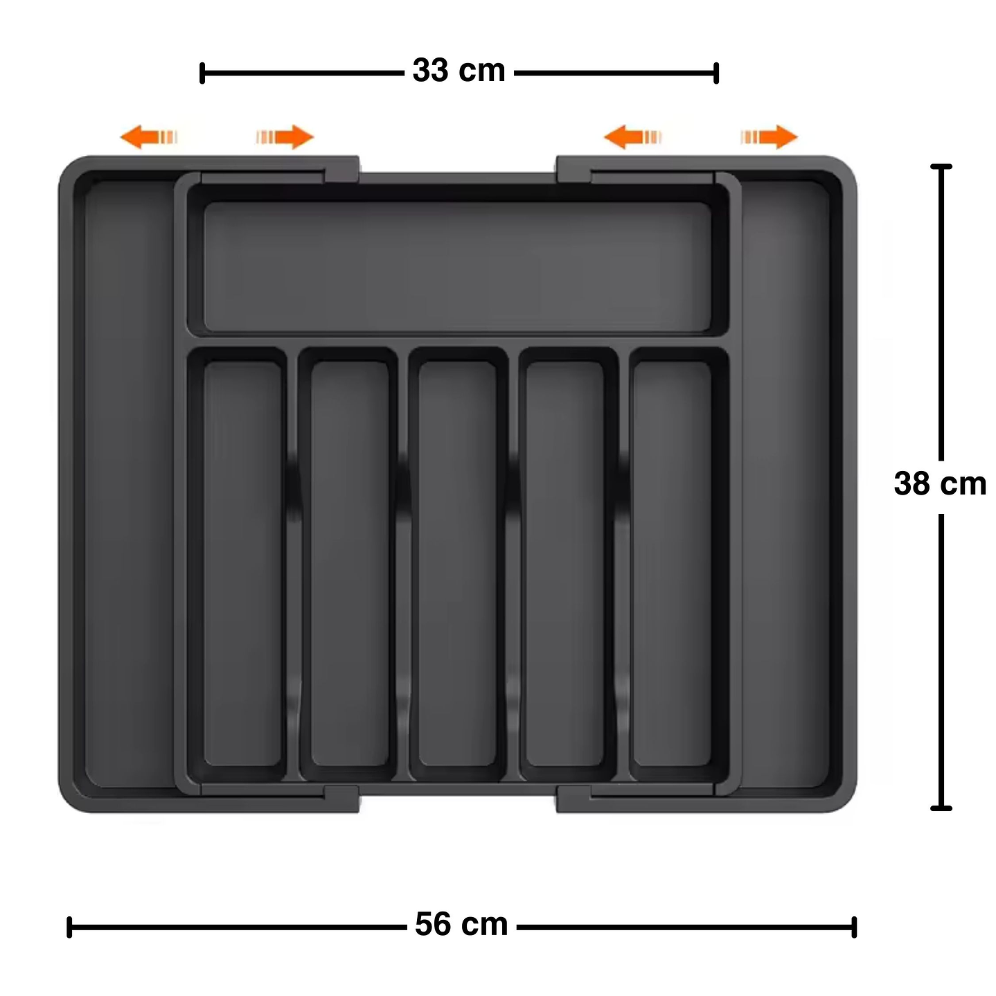 Organizador de Cubiertos de Cocina Extensible y Extraible Negro 5