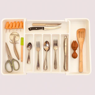 Organizador de Cubiertos de Cocina Extensible y Extraíble Banco