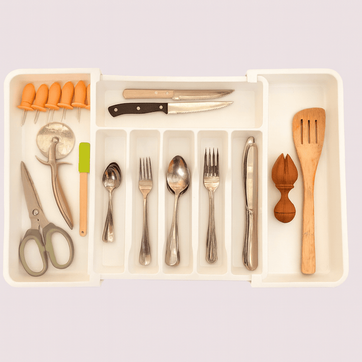Organizador de Cubiertos de Cocina Extensible y Extraíble Banco 1