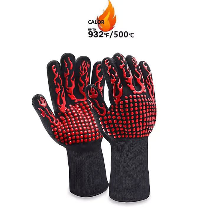 Guantes Parrilleros Alta Temperatura también para Cocina y Horno Rojos 4