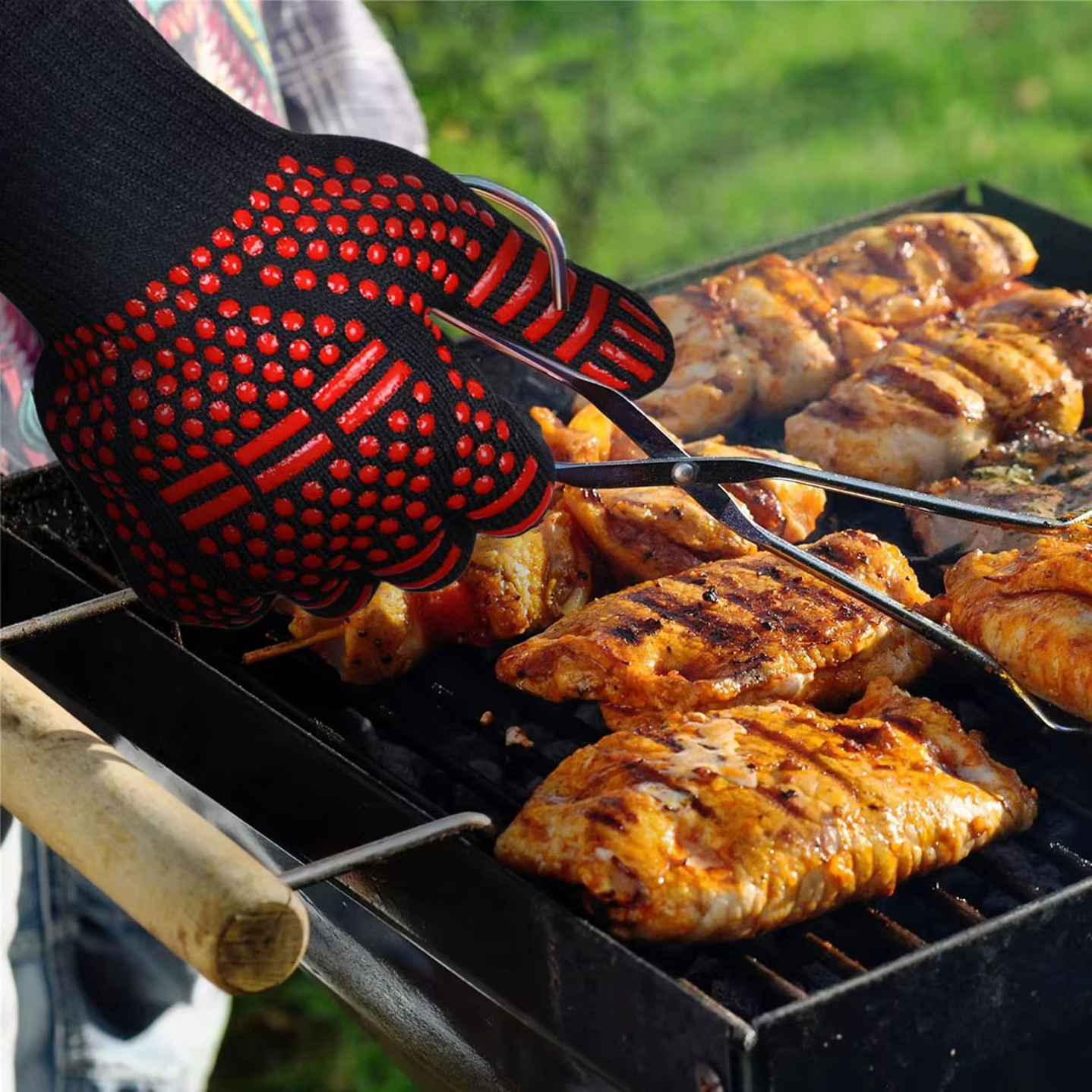 Guantes Parrilleros Alta Temperatura también para Cocina y Horno Rojos 9