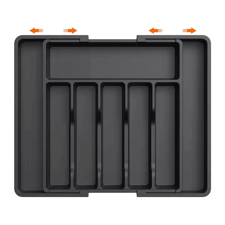 Organizador de Cubiertos de Cocina Extensible y Extraible Negro 7