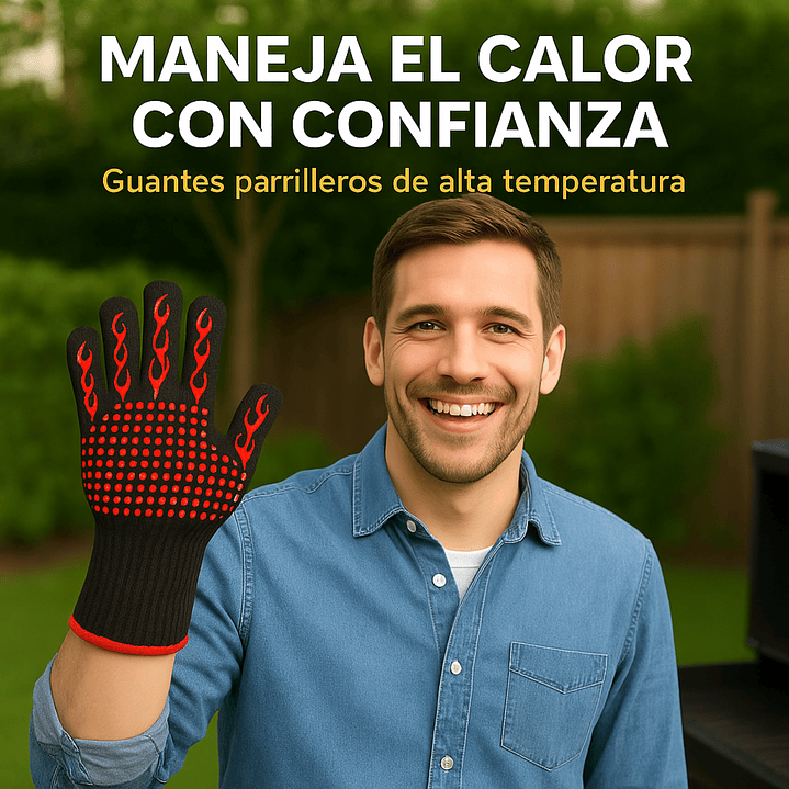 Guantes Parrilleros Alta Temperatura también para Cocina y Horno Rojos 2