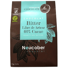 Chocolate Neucober Bitter 60% Cacao Sin Azúcar Sin Gluten 1 kg