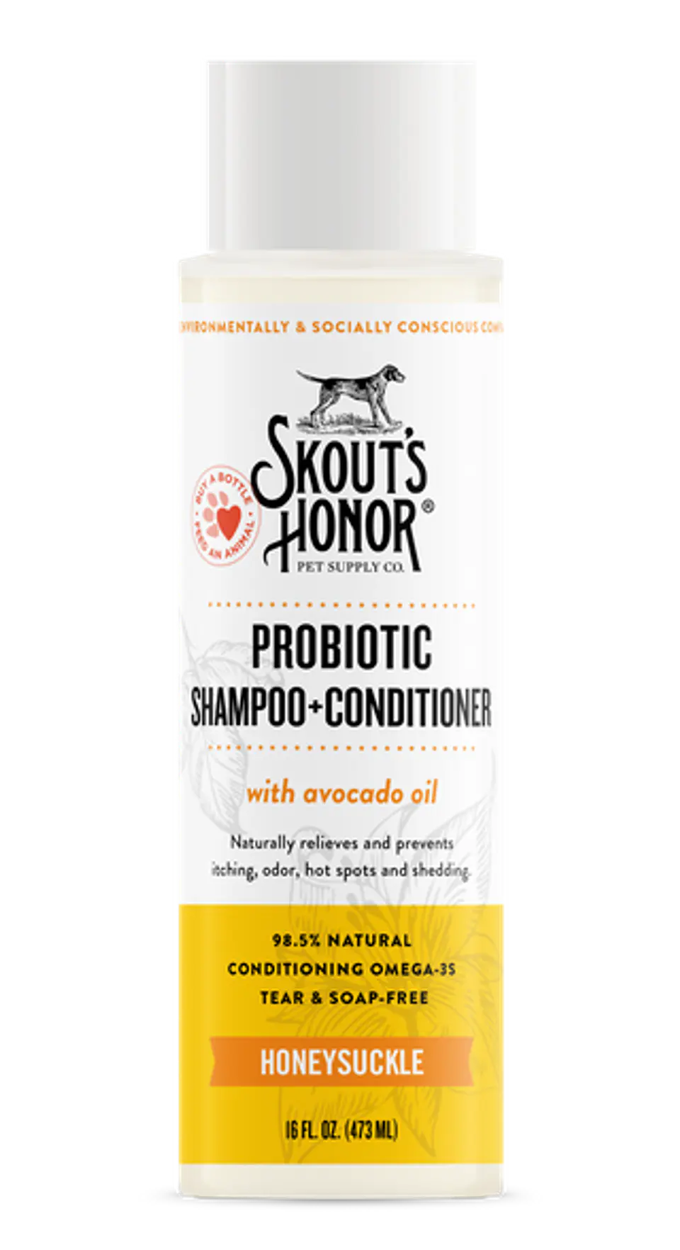 Shampoo-Acondicionador Probiótico Madreselva Perro 473ml - Skout's Honor 1