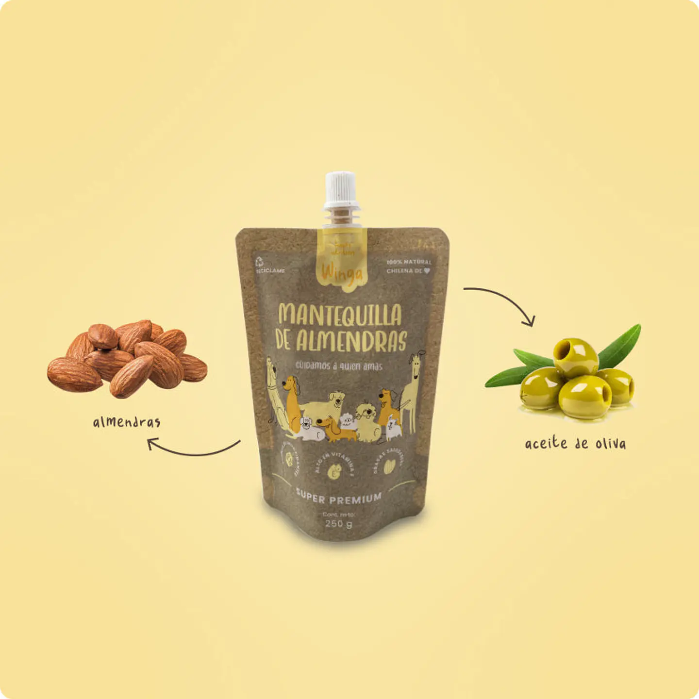 Pouch Húmedo Mantequilla de Almendras para Perros - Winga 2