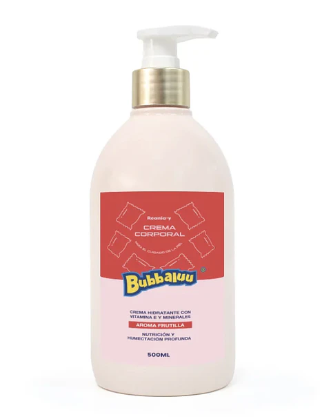 Crema Corporal Hidratante 500 ml. Aroma Frutilla. Bubbaluu