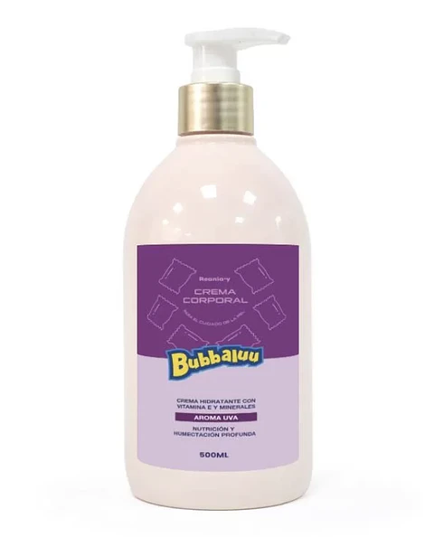 Crema Corporal Hidratante 500 ml. Aroma Uva. Bubbaluu