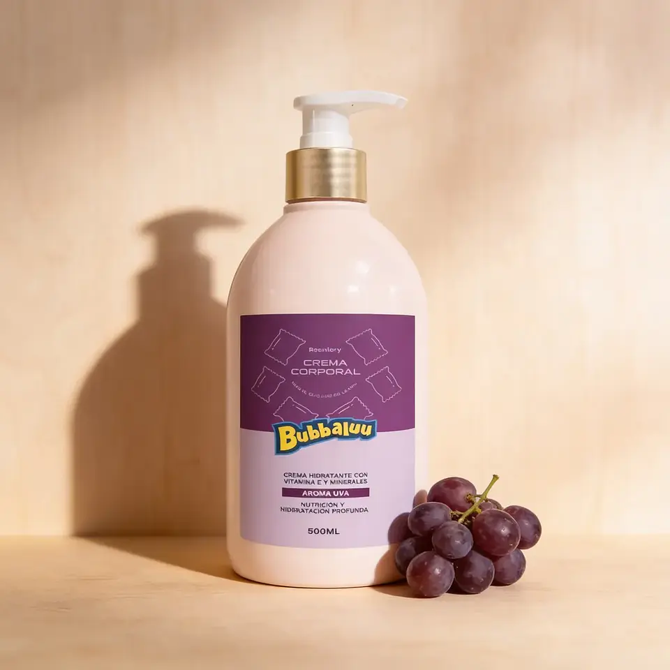 Crema Corporal Hidratante 500 ml. Aroma Uva. Bubbaluu 3