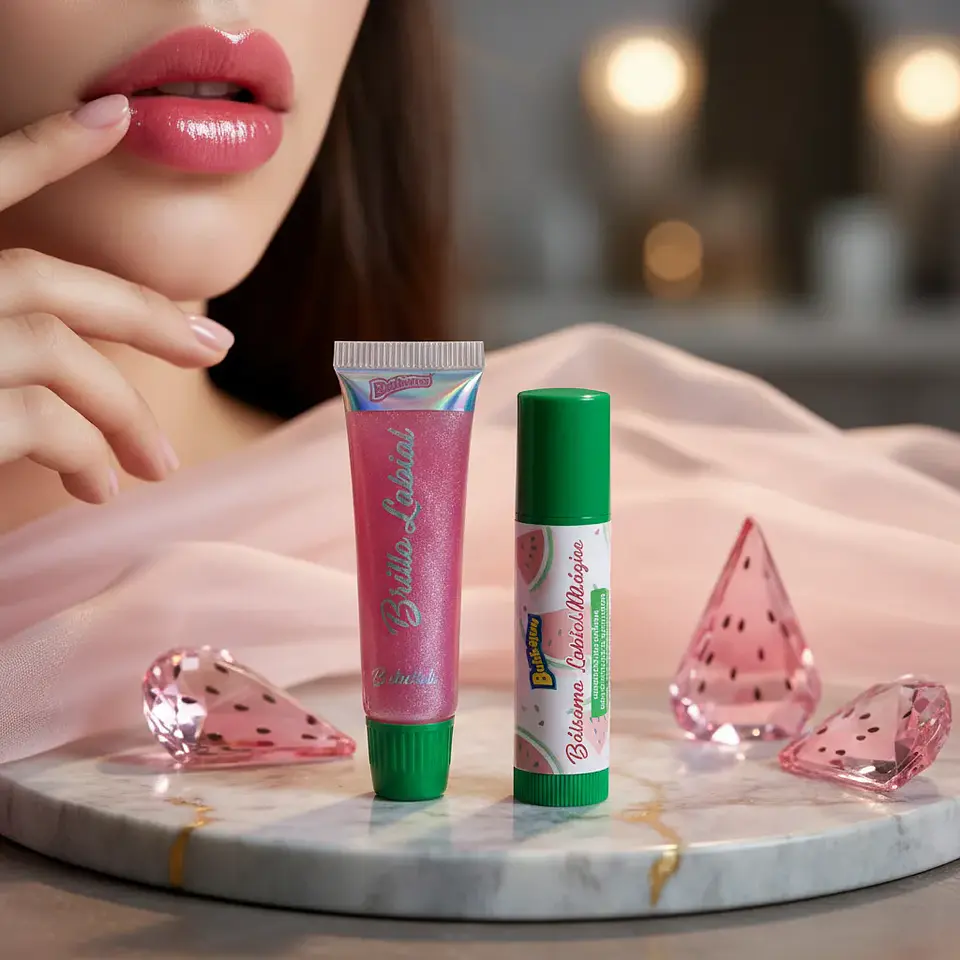 Set de Brillo y Bálsamo Labial 2 en 1. Aroma Sandía. Bubbaluu 3