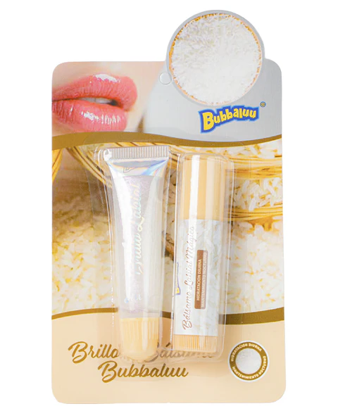 Set de Brillo y Bálsamo Labial 2 en 1. Aroma Arroz. Bubbaluu