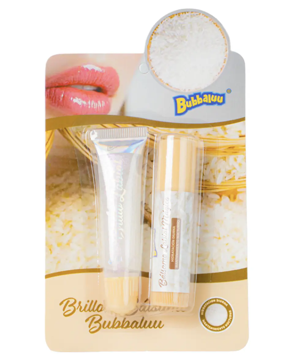 Set de Brillo y Bálsamo Labial 2 en 1. Aroma Arroz. Bubbaluu 1