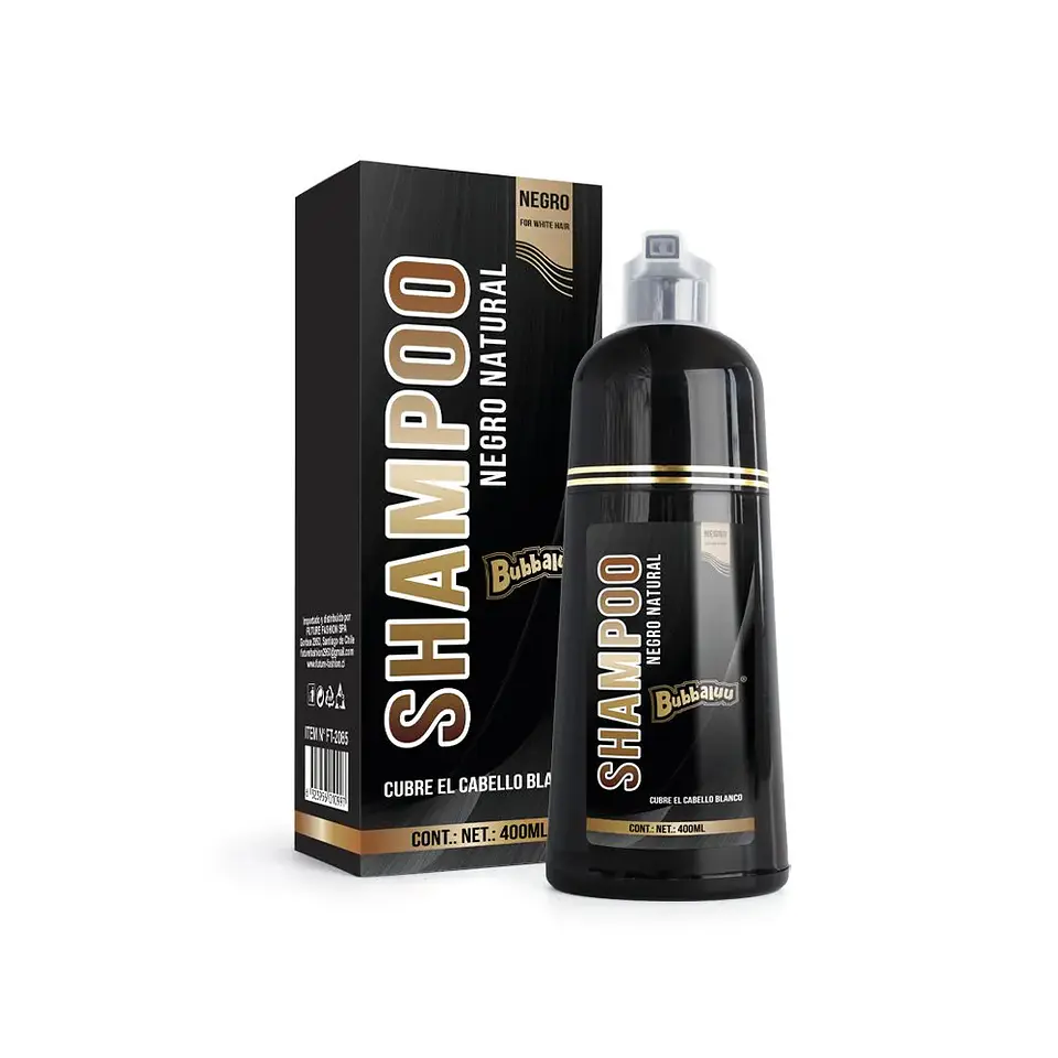 Shampoo Cubre Canas Negro 400ml. Bubbaluu. 1