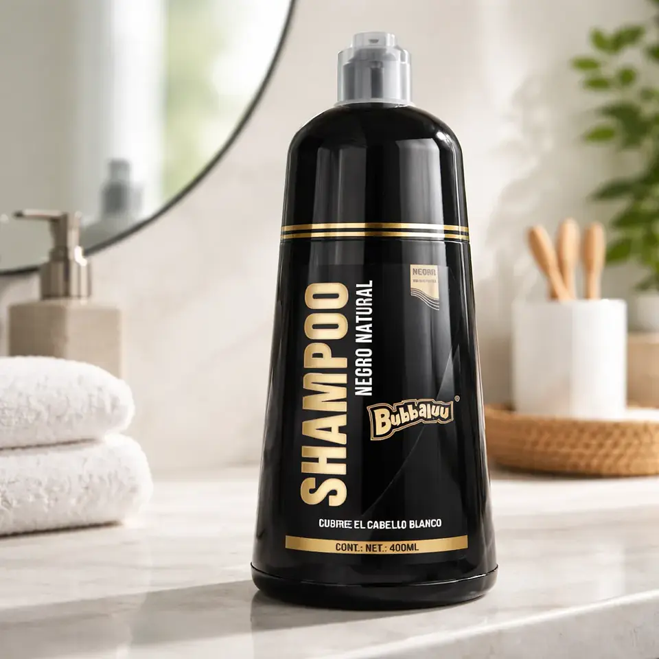Shampoo Cubre Canas Negro 400ml. Bubbaluu. 4