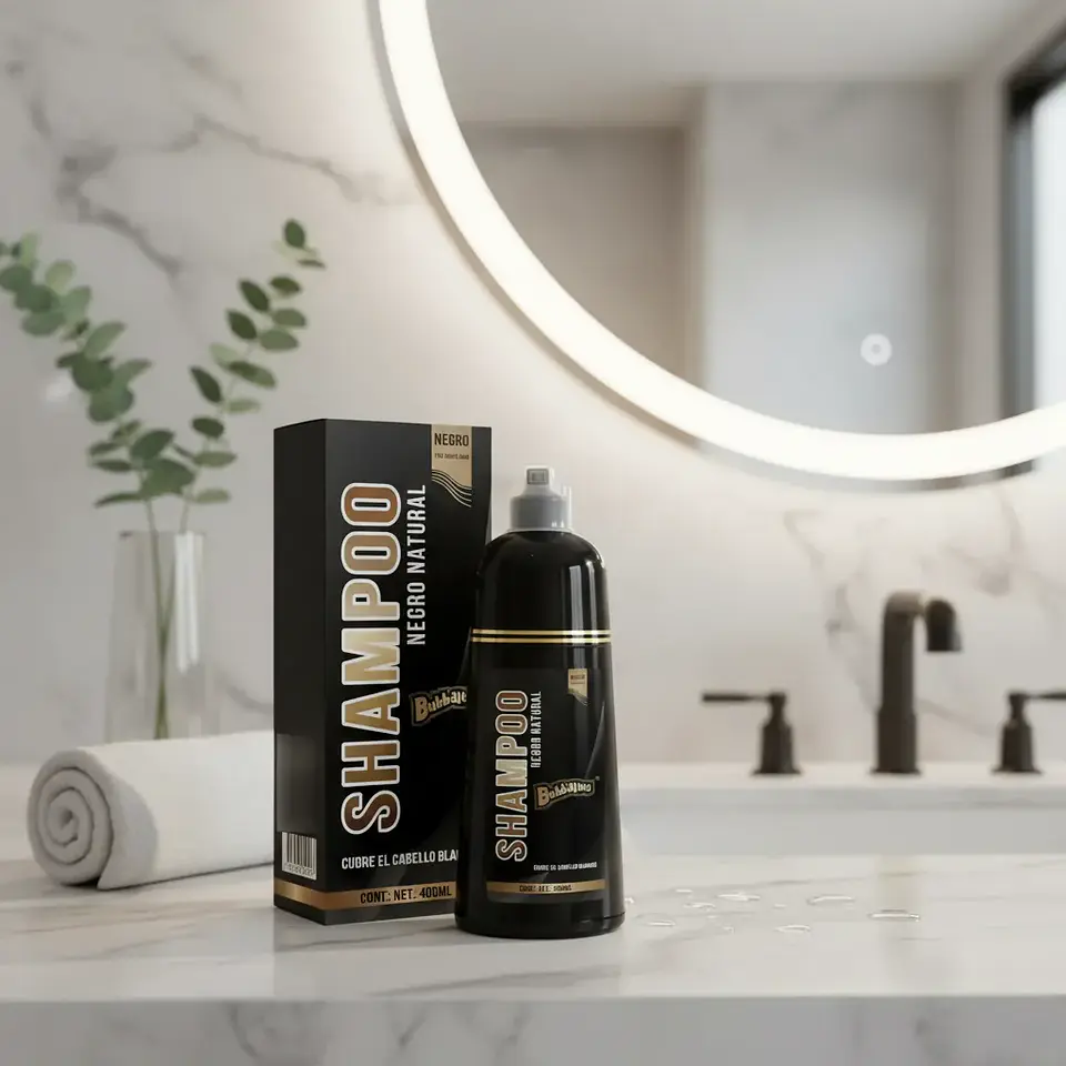 Shampoo Cubre Canas Negro 400ml. Bubbaluu. 5