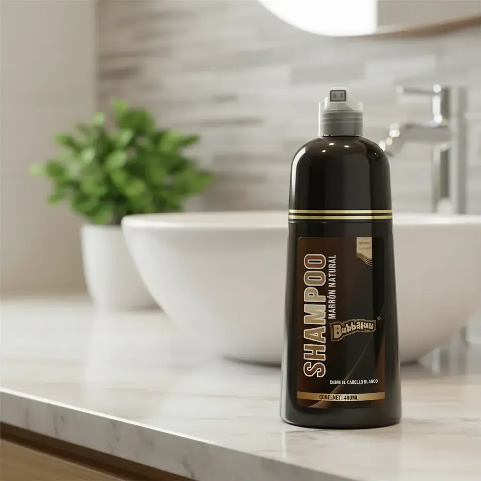 Shampoo Cubre Canas Marrón 400ml. Bubbaluu. 2