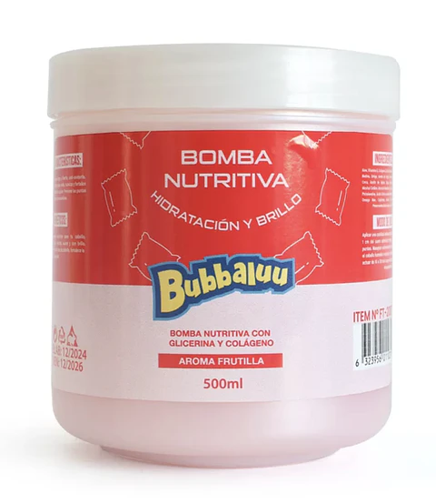 Bomba Nutritiva Capilar 500 ml. Aroma Frutilla. Bubbaluu