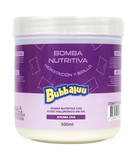 Bomba Nutritiva Capilar 500 ml. Aroma Uva Bubbaluu