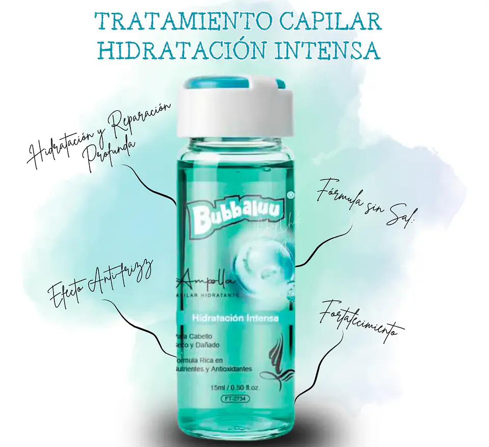 Ampolla Capilar Hidratante 15ml. (Hidratación Intensa) Bubbaluu 3