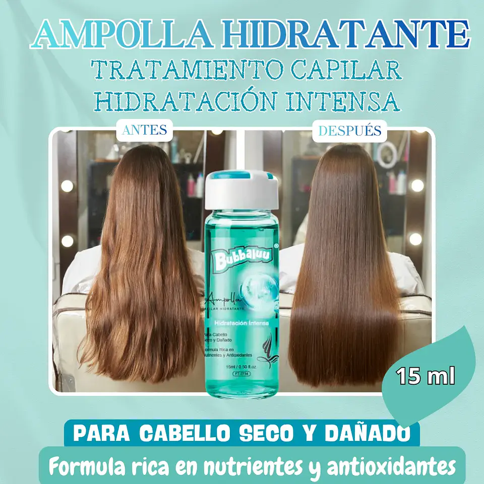 Ampolla Capilar Hidratante 15ml. (Hidratación Intensa) Bubbaluu 4