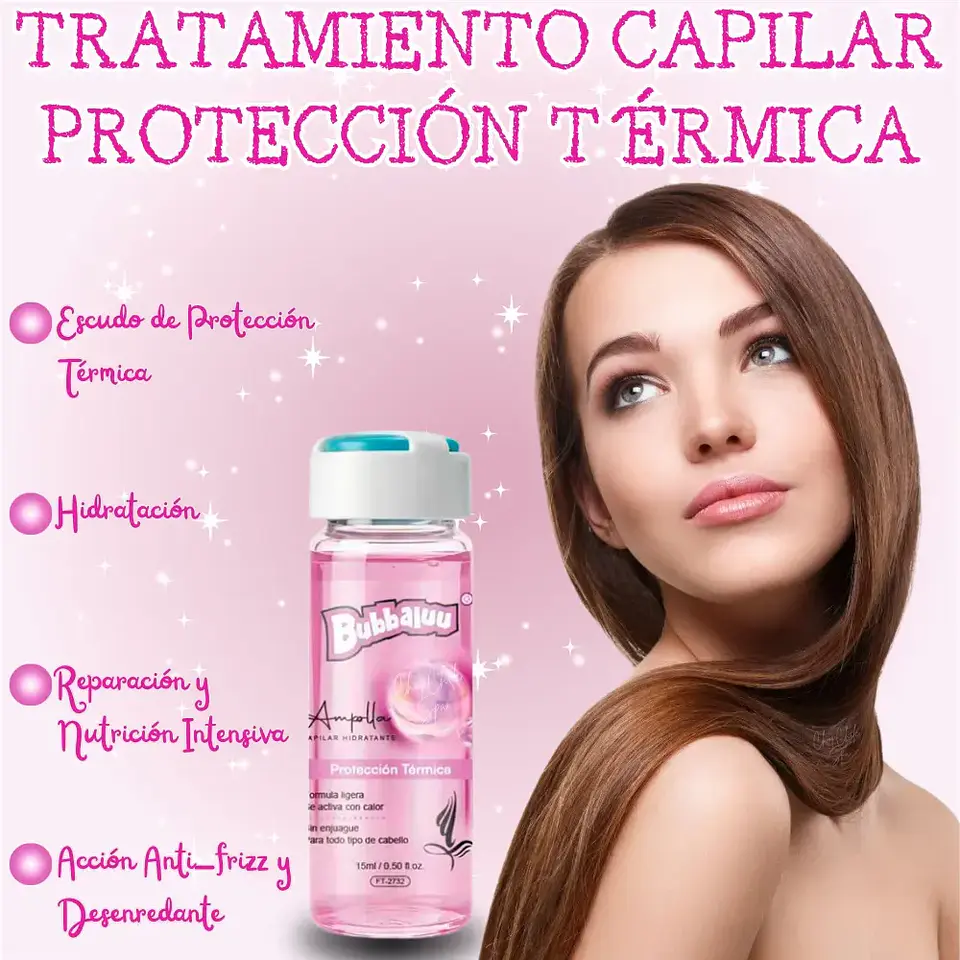 Ampolla Capilar Hidratante 15ml. (Protección Termica) Bubbaluu 4