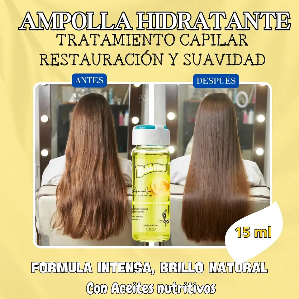 Ampolla Capilar Hidratante 15ml. (Restauración y Suavidad) Bubbaluu 6