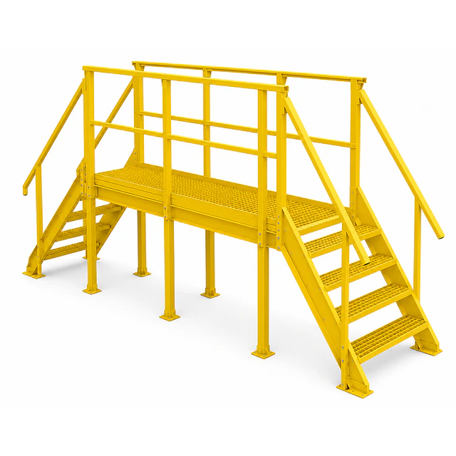 Plataforma 100% FRP grating 38x38x38mm, 2000x1000mm, alto 1m.