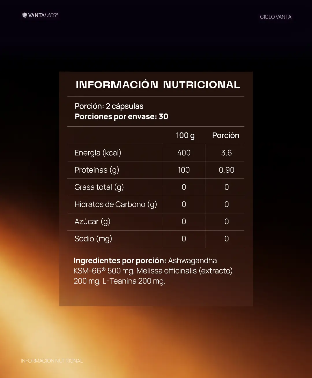 Cénit: Ashwagandha KSM-66 + Melissa + L-Teanina  5