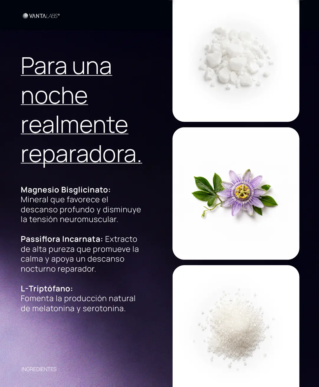 Ocaso: Magnesio Bisglicinato + Passiflora + L-Triptófano  3