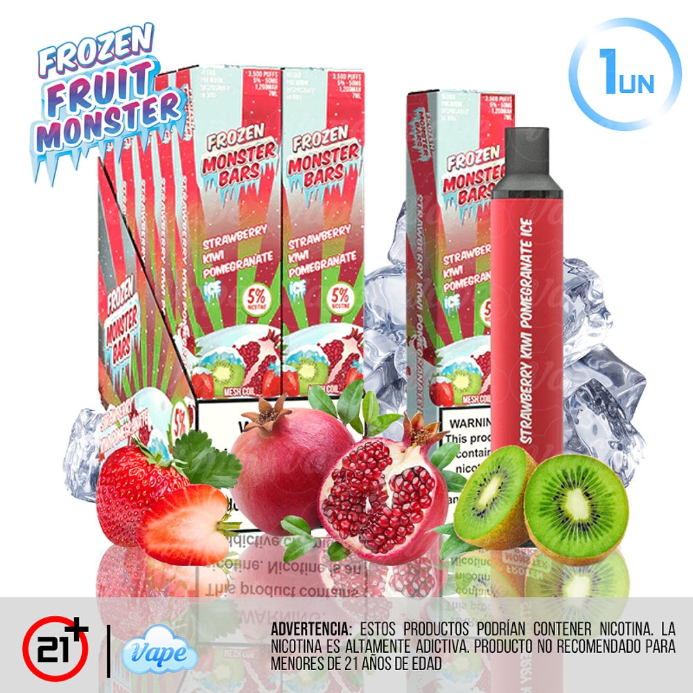 Monster BAR 3500puff 50mg - Strawberry Kiwi Pomegranate Ice