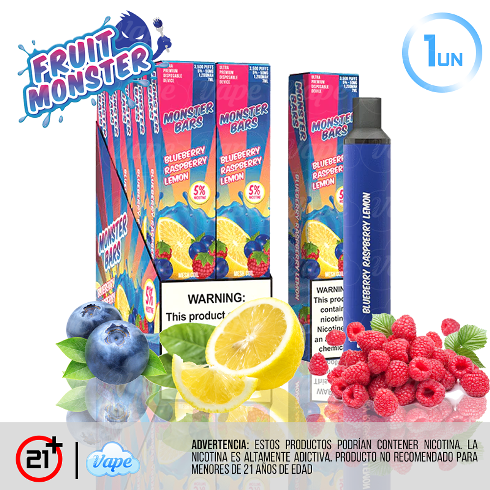 Monster BAR 3500puff 5% - Blueberry Raspberry Lemon